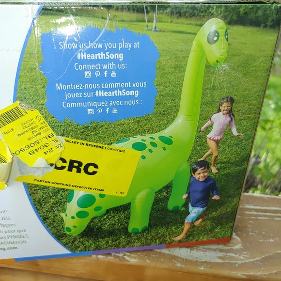 HearthSong | Kids Gigantic 7'H Inflatable Green Dinosaur Sprinkler for Outdoor A - Picture 4 of 8